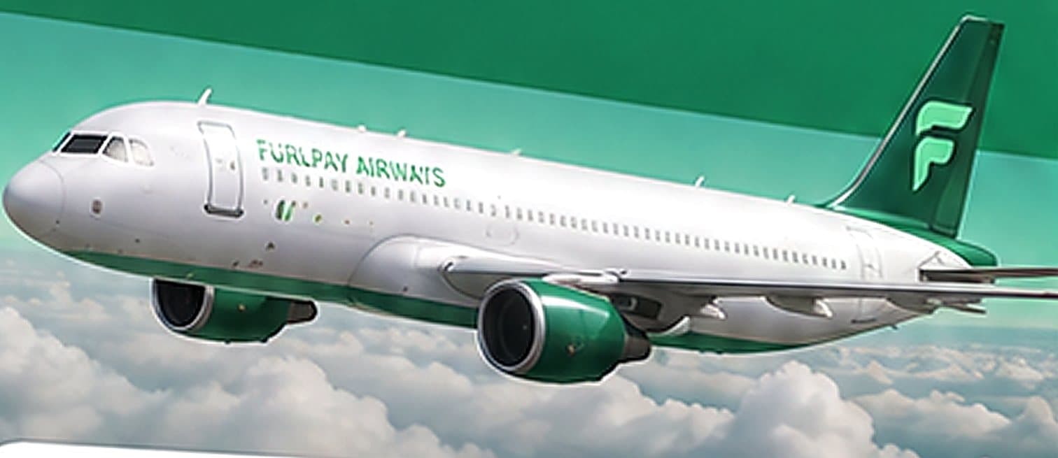 FurlPay Airways Airbus A321 in flight above the clouds